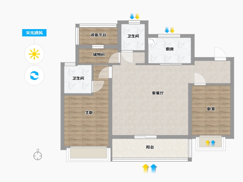 浙江省-宁波市-江望云著里-82.00-户型库-采光通风