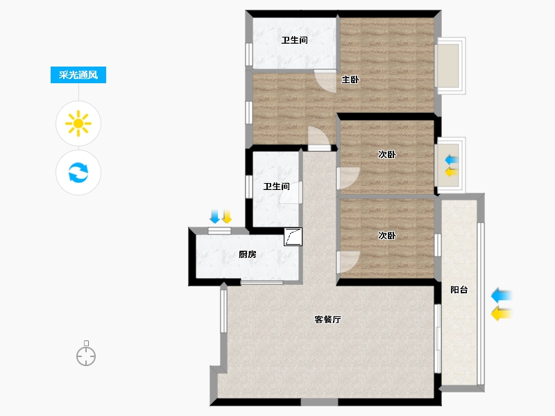 湖北省-武汉市-保利上城-96.52-户型库-采光通风