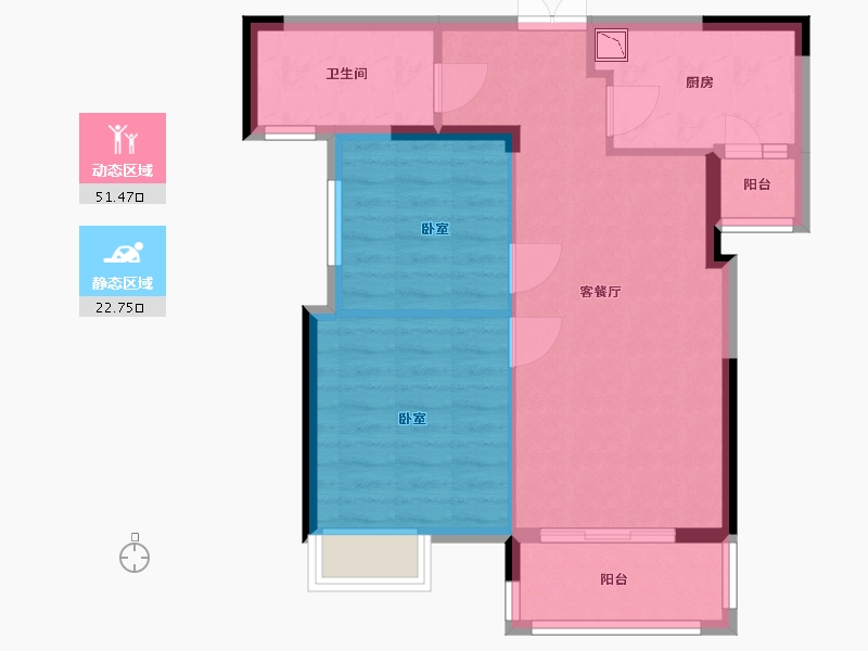 湖北省-武汉市-三和剑桥城-66.43-户型库-动静分区