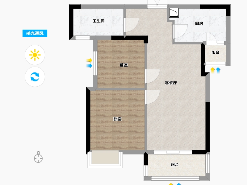 湖北省-武汉市-三和剑桥城-66.43-户型库-采光通风