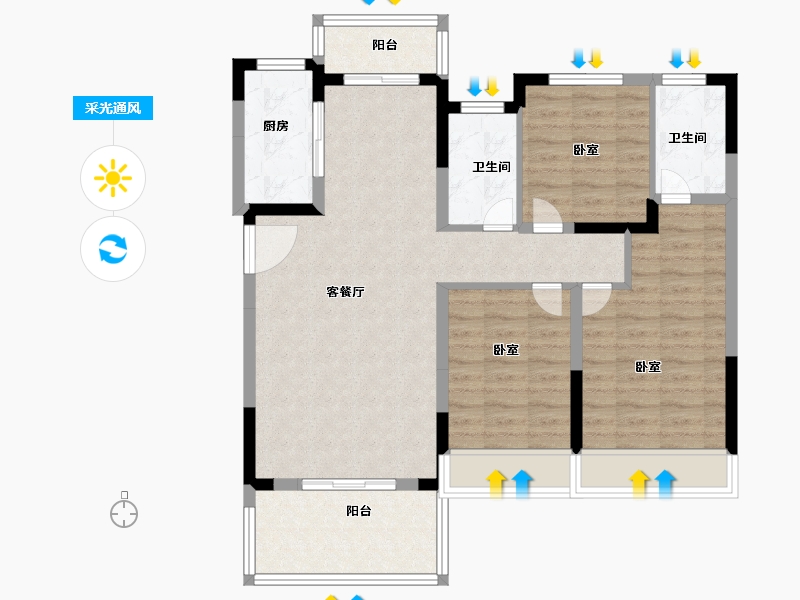 湖北省-宜昌市-万科理想城-92.00-户型库-采光通风