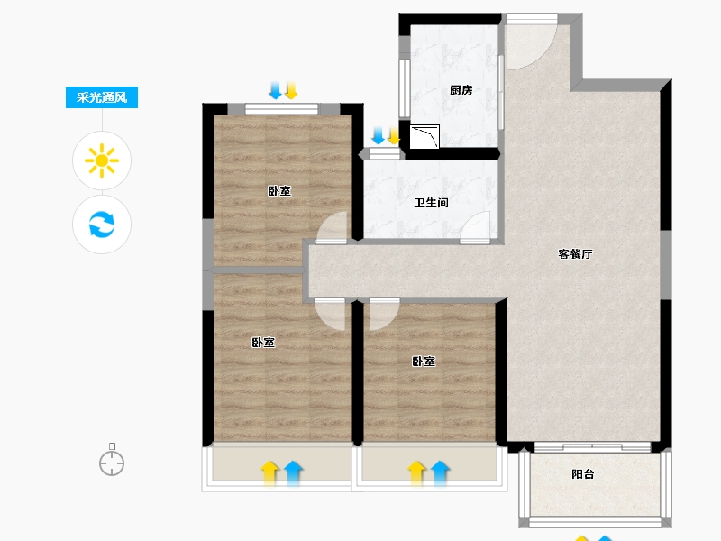 湖北省-宜昌市-万科理想城-77.00-户型库-采光通风