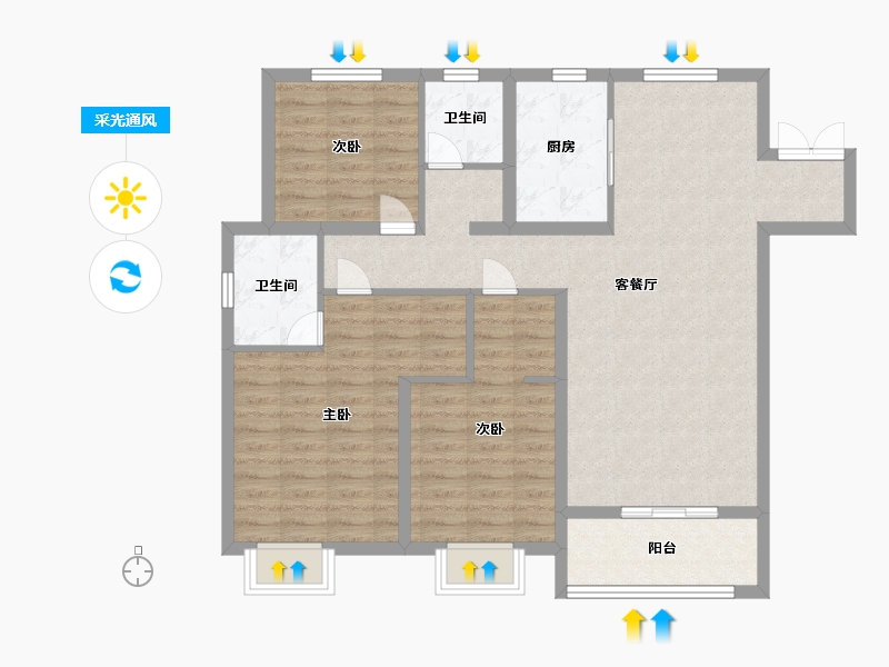 山东省-临沂市-宝丽世纪城-102.00-户型库-采光通风