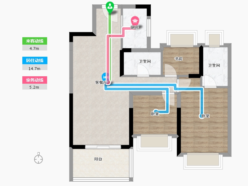 湖北省-孝感市-金科·集美府-75.98-户型库-动静线