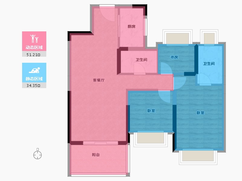 湖北省-孝感市-金科·集美府-75.98-户型库-动静分区