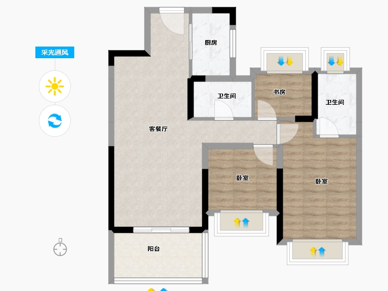 湖北省-孝感市-金科·集美府-75.98-户型库-采光通风