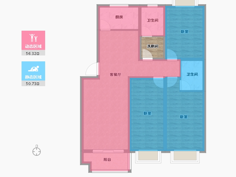 山东省-济南市-龙山东苑-98.50-户型库-动静分区