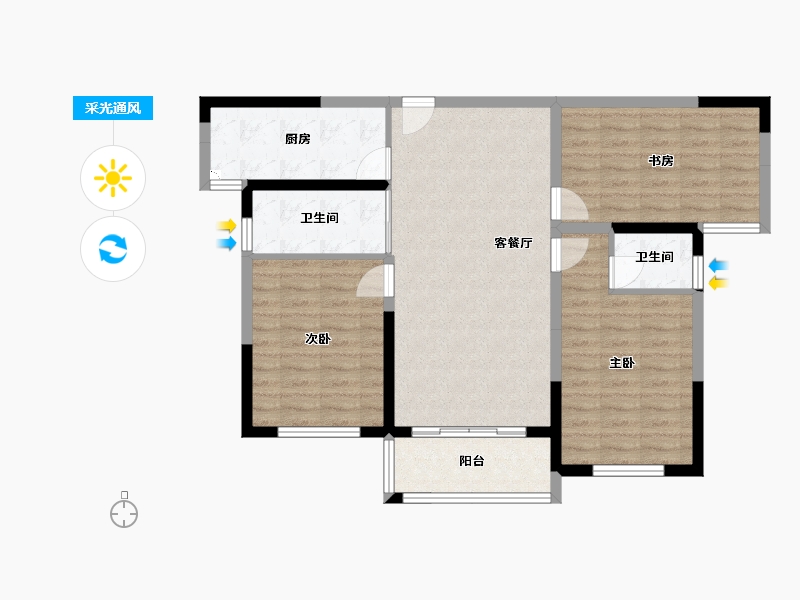 河南省-南阳市-金川西湖美景-91.32-户型库-采光通风