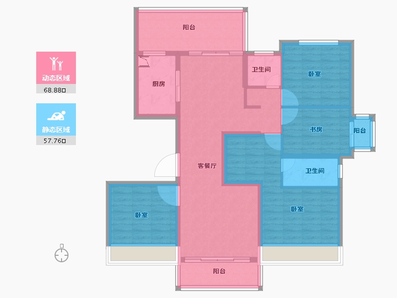 湖北省-宜昌市-万科理想城-113.00-户型库-动静分区