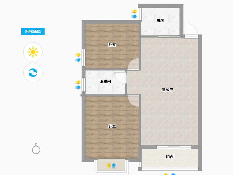 湖北省-孝感市-金北华城熙苑-75.47-户型库-采光通风