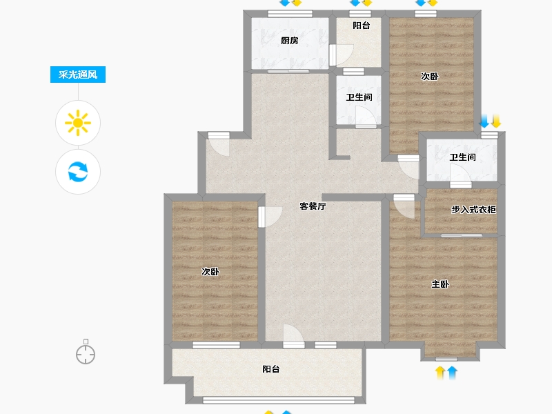 山东省-临沂市-掌舵龙湖-105.99-户型库-采光通风