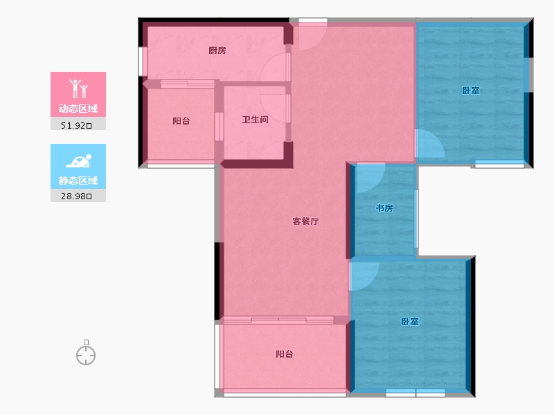 湖北省-十堰市-芳华里-72.59-户型库-动静分区