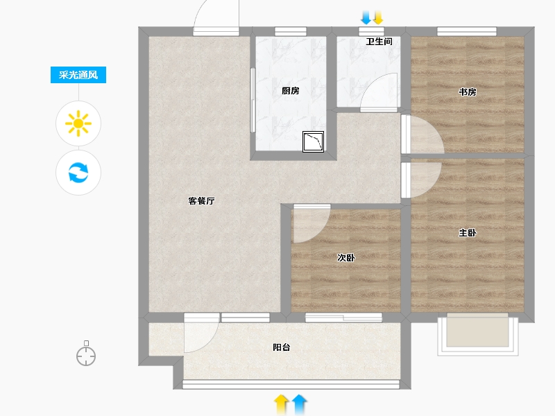 山东省-青岛市-卓越青岚郡-70.99-户型库-采光通风