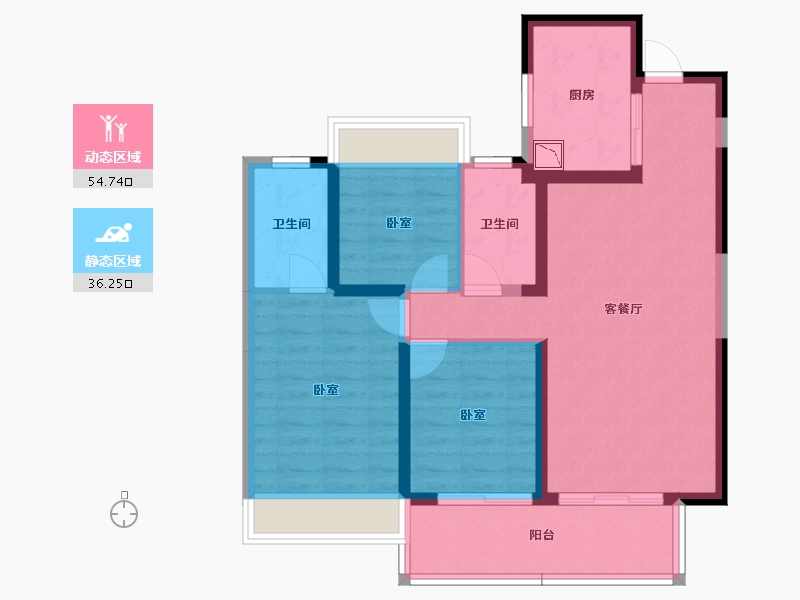 湖北省-宜昌市-保利山海大观-80.56-户型库-动静分区