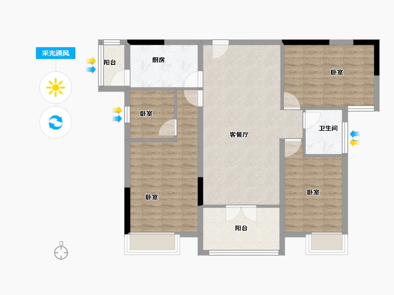 湖北省-襄阳市-丰源帝景-96.06-户型库-采光通风