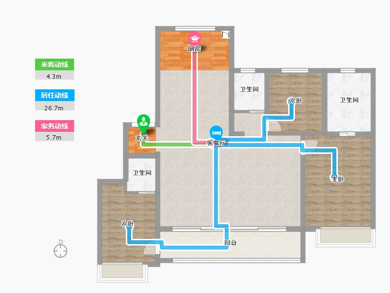 山东省-淄博市-蓝光雍锦半岛-125.00-户型库-动静线