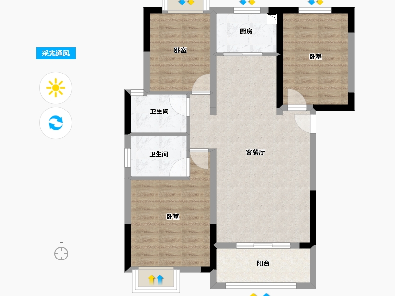 湖北省-黄冈市-红安太阳城-81.98-户型库-采光通风