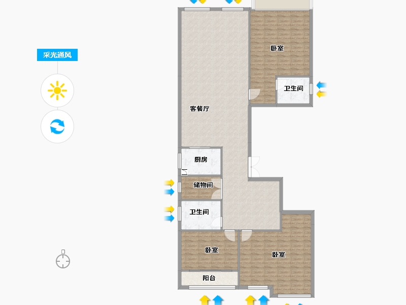 湖南省-株洲市-湘江公馆-155.58-户型库-采光通风