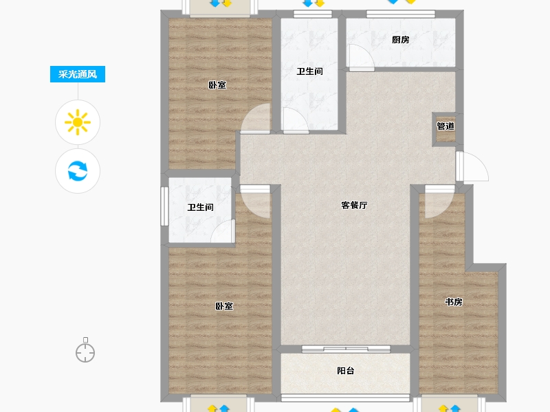 山东省-济南市-龙山东苑-103.01-户型库-采光通风