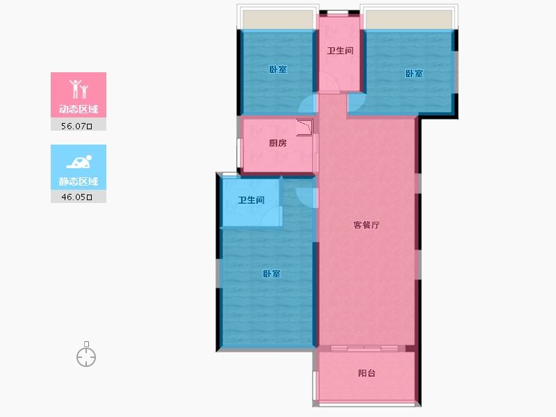 湖北省-宜昌市-保利山海大观-90.38-户型库-动静分区