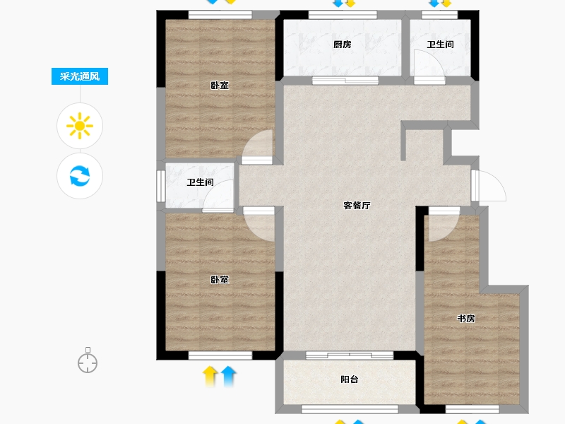 山东省-济南市-龙山东苑-93.01-户型库-采光通风