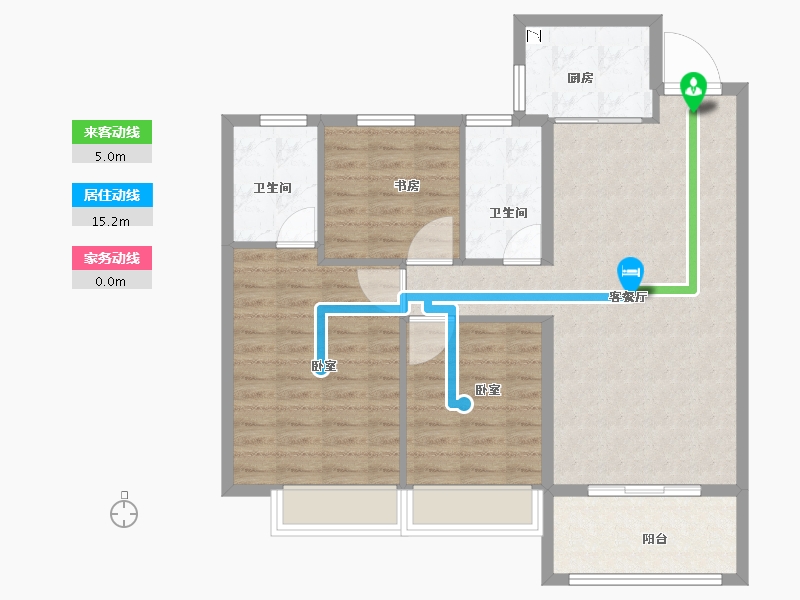 湖北省-黄冈市-御江中央公馆-90.00-户型库-动静线