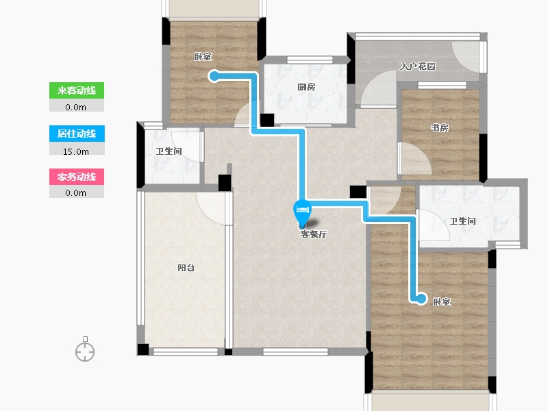 湖北省-宜昌市-梧桐邑·七贤台-102.00-户型库-动静线