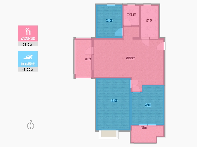 山东省-临沂市-掌舵龙湖-105.00-户型库-动静分区