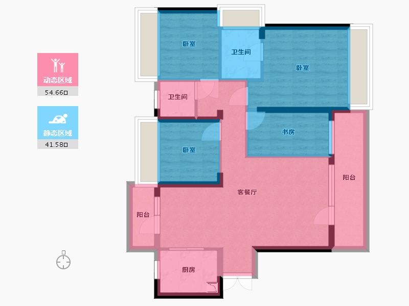 湖北省-武汉市-北大资源莲湖锦城-84.81-户型库-动静分区