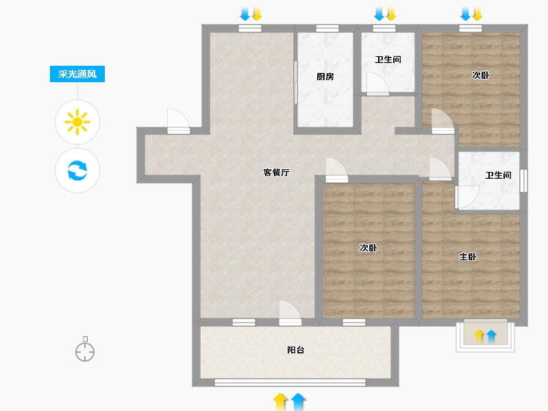 山东省-临沂市-掌舵龙湖-103.00-户型库-采光通风