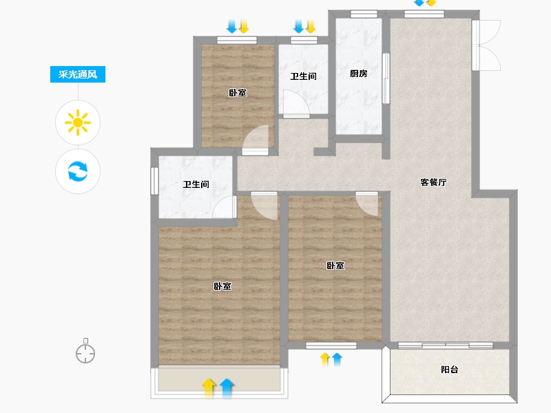 河南省-许昌市-正商书香华府-104.00-户型库-采光通风