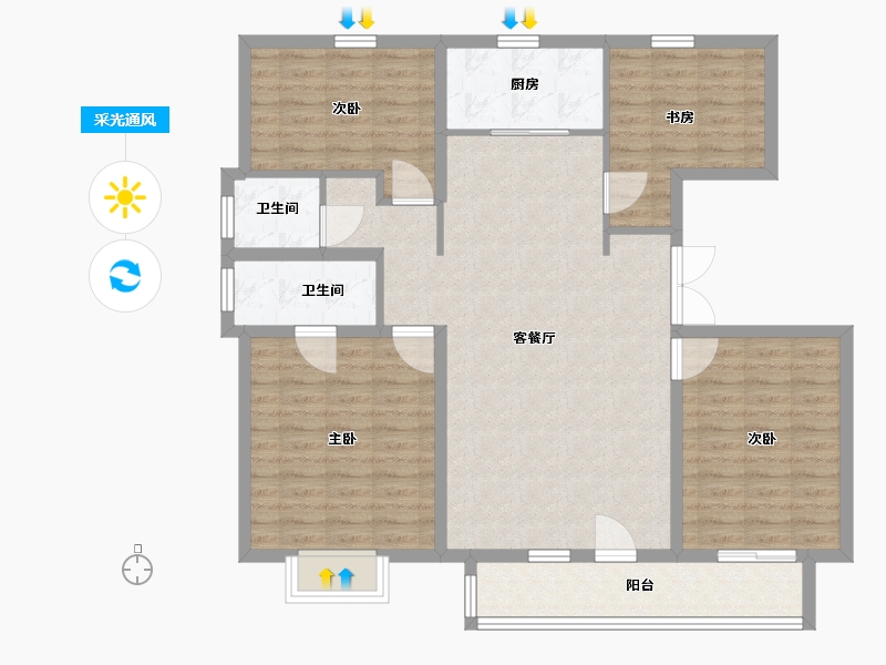 山东省-临沂市-宝丽世纪城-114.00-户型库-采光通风