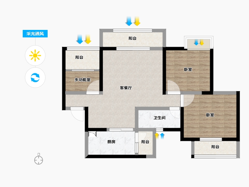 河南省-郑州市-润城时光里-89.00-户型库-采光通风