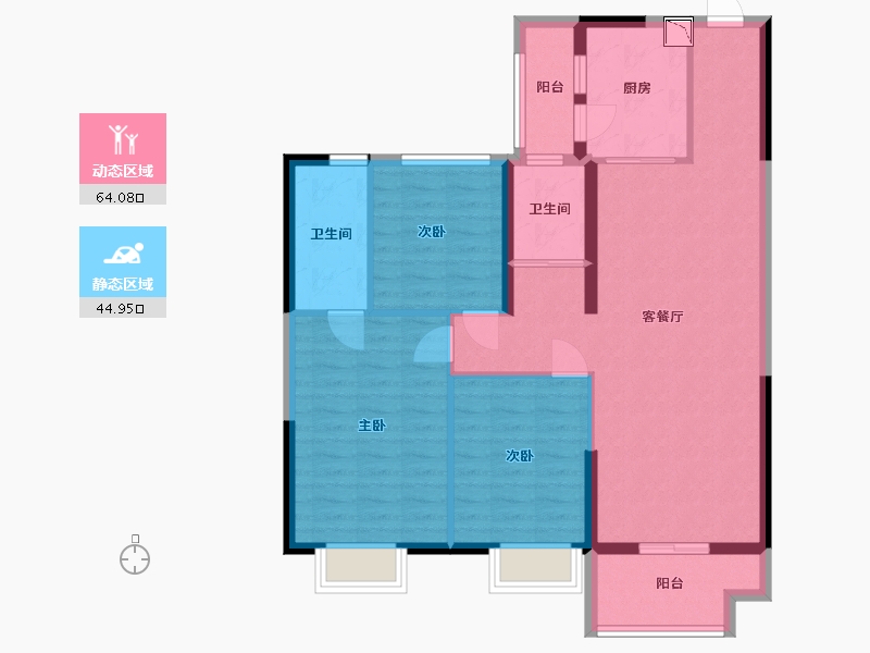 山东省-临沂市-蒙阴碧桂园天樾湾-97.99-户型库-动静分区