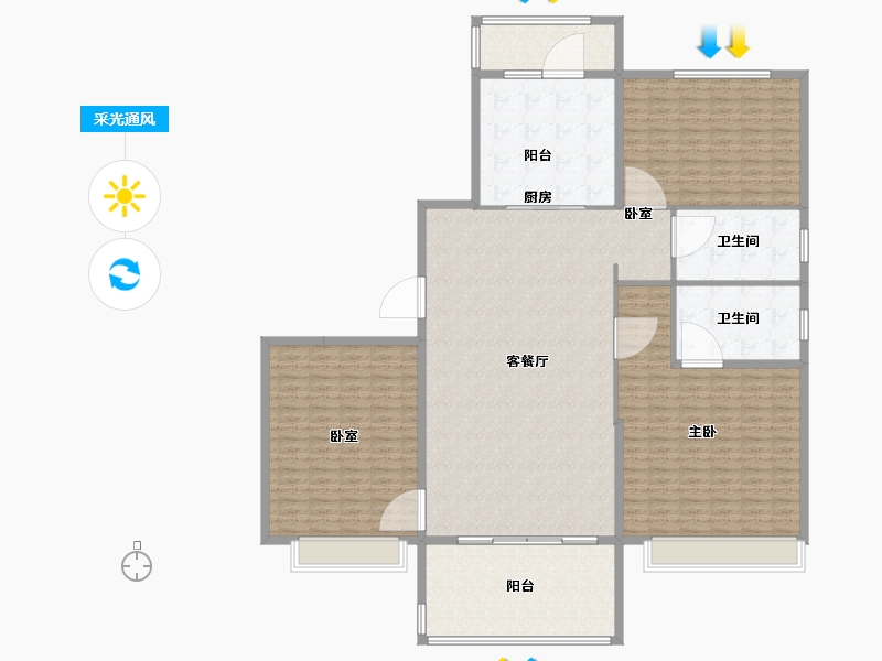 山东省-东营市-东营碧桂园.天玺-208.00-户型库-采光通风