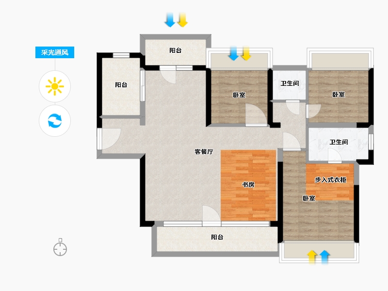 湖北省-武汉市-北大资源莲湖锦城-97.68-户型库-采光通风