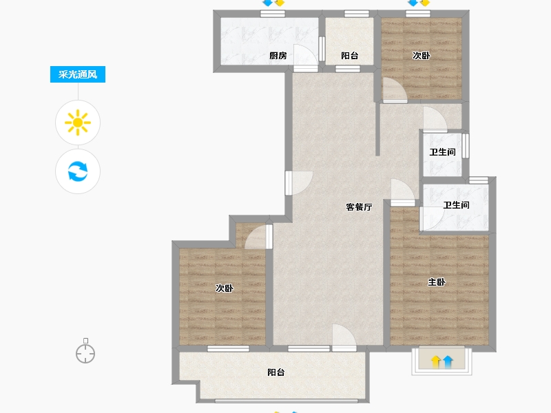 山东省-临沂市-掌舵龙湖-104.00-户型库-采光通风