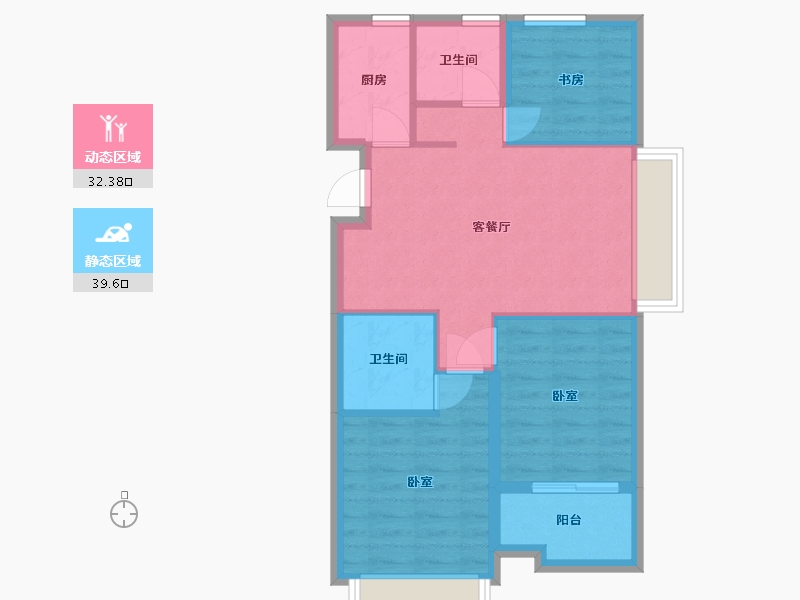 浙江省-杭州市-万科桂语东方-64.27-户型库-动静分区