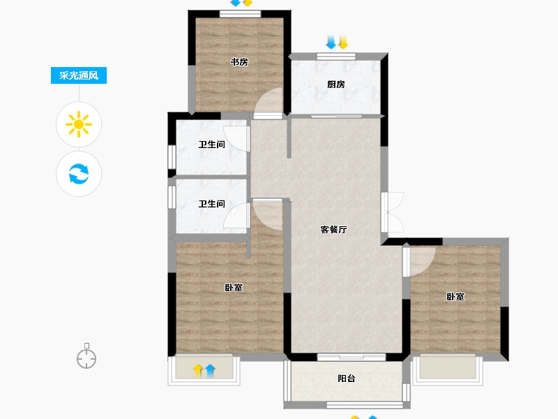 山东省-济南市-东城俪景-88.00-户型库-采光通风