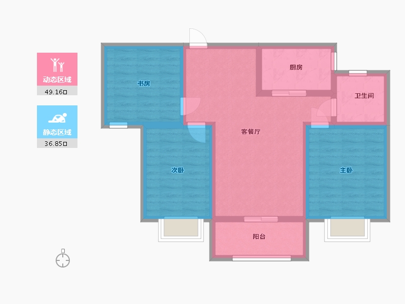 山东省-临沂市-诚德翰林园-76.00-户型库-动静分区