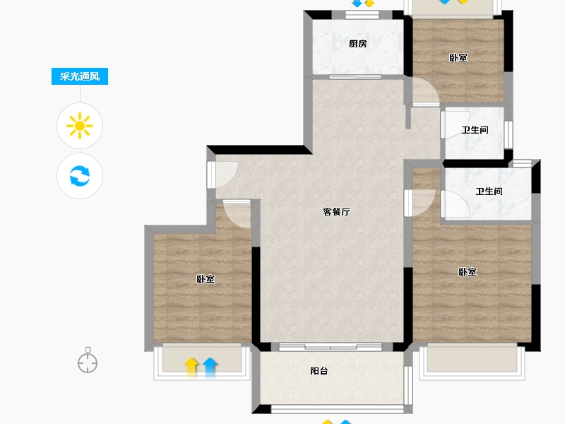 湖北省-黄冈市-国鼎华府丨万得天地-80.19-户型库-采光通风