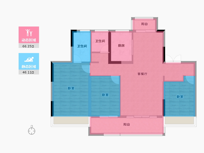 湖北省-宜昌市-保利山海大观-101.56-户型库-动静分区