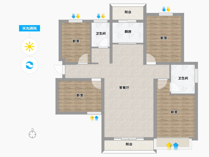 河南省-许昌市-千玺楽苑-114.00-户型库-采光通风