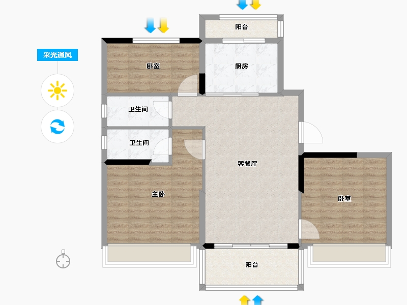 山东省-东营市-东营碧桂园.天玺-98.90-户型库-采光通风