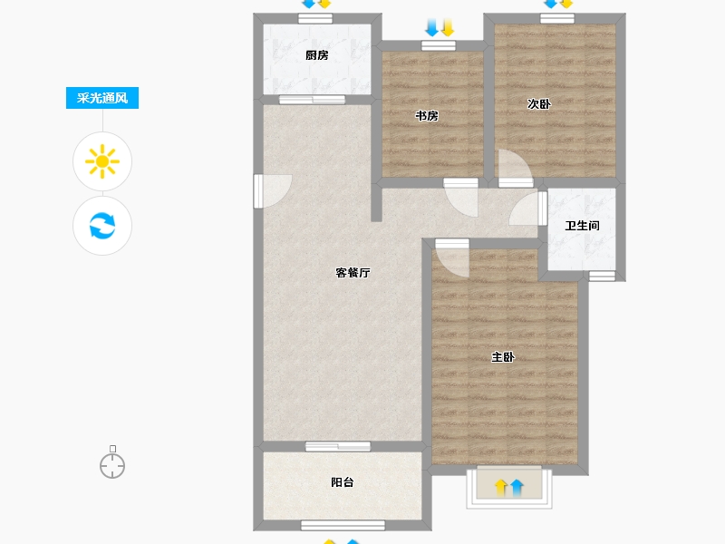 山东省-临沂市-诚德翰林园-90.00-户型库-采光通风