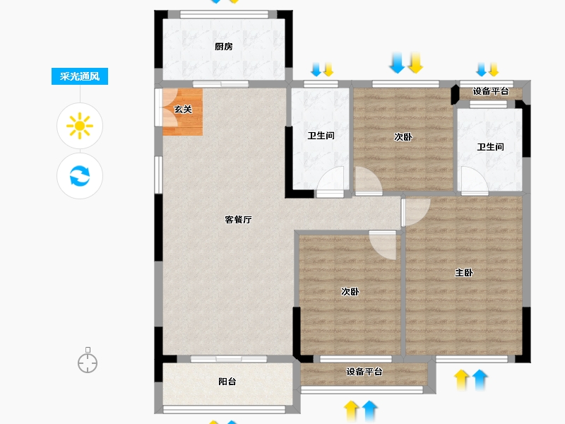 浙江省-台州市-天铂华庭-109.00-户型库-采光通风