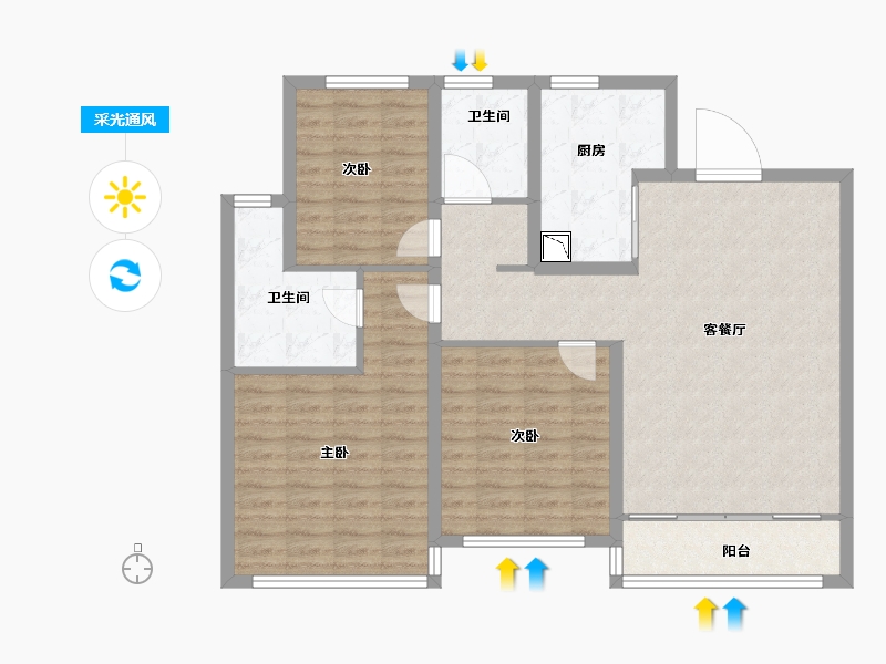 山东省-济南市-中康绿城百合花园-102.80-户型库-采光通风