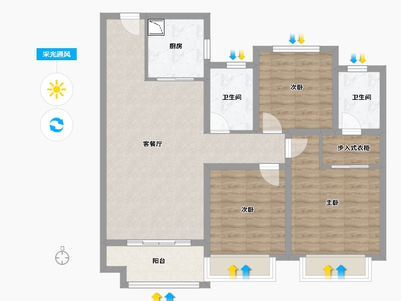 山东省-济南市-中梁鲁中首府-86.00-户型库-采光通风