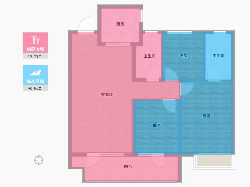 山东省-烟台市-鲁商金茂观海印象-88.00-户型库-动静分区