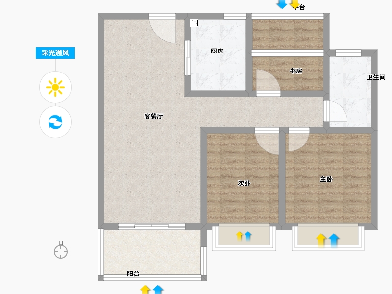 江苏省-南京市-五矿澜悦栖原-83.99-户型库-采光通风